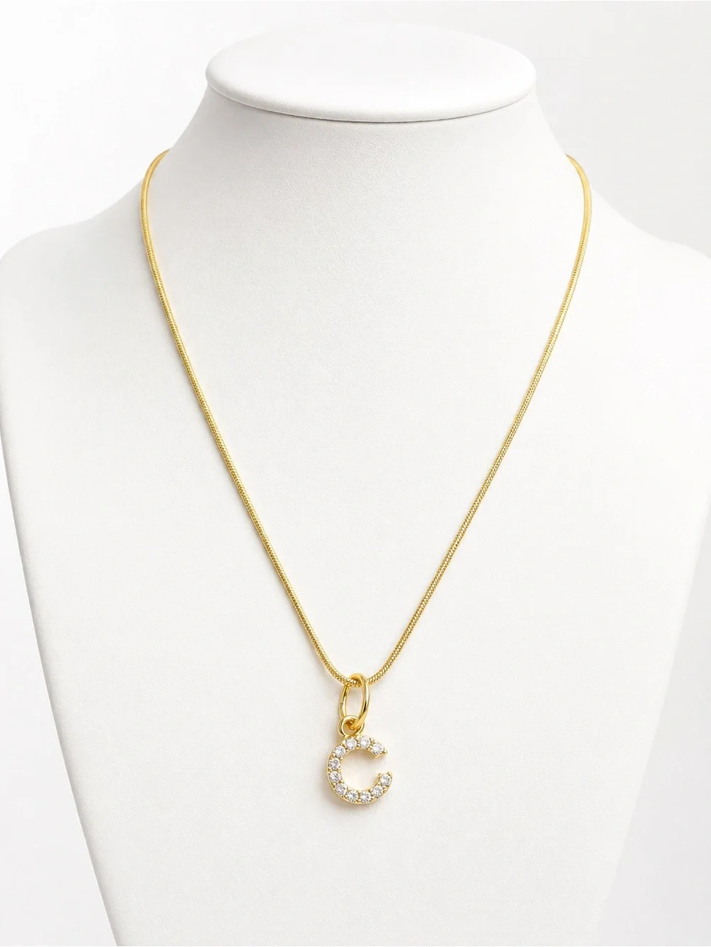 Premier Designs Gold Crystal 'C' Initial Pendant Necklace on 18” rope chain